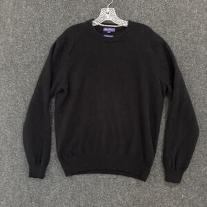 Alan Flusser Sweater Mens Large Black 100% Pure Cashmere Crewneck Pullover Soft
